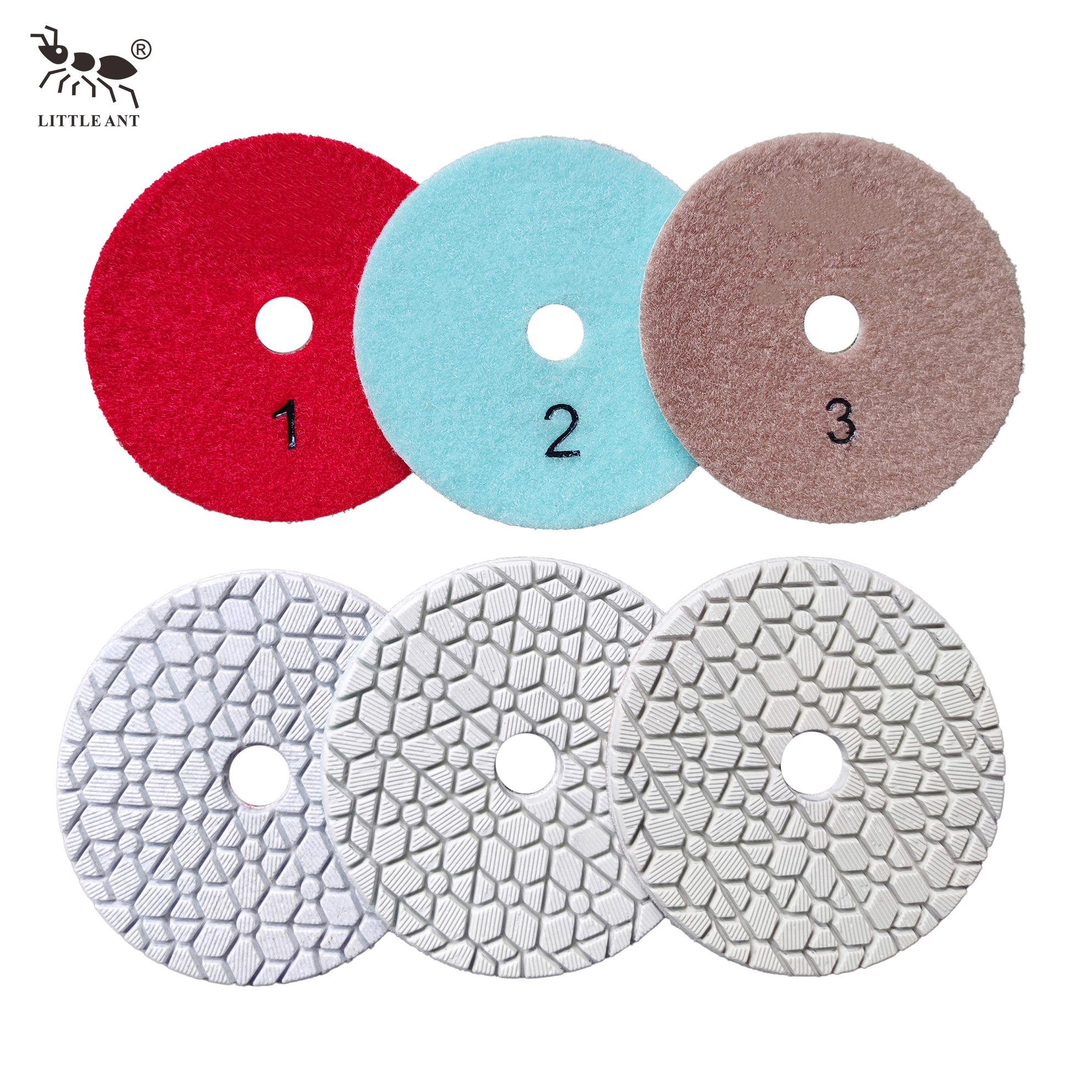 Маленький муравей 3 ступенчата Diamond Wet Posiling Pad Гибкость для каменного мрамора гранит терраццо из известняка бетон